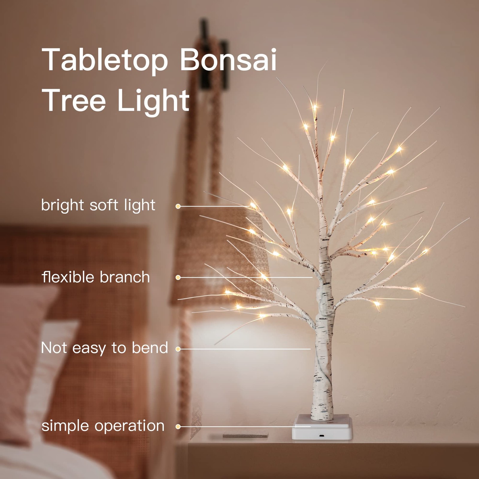 Woohaha Birch Tree Valentines Day Decorations Indoor for 1ft 8in, Warm White