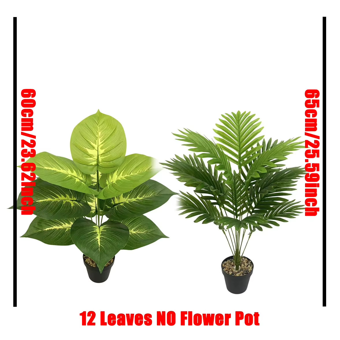 2pcs Outdoor Artificial Green Plants W/ 24 Leaves Nordic-Style Banana Leaf Plant
