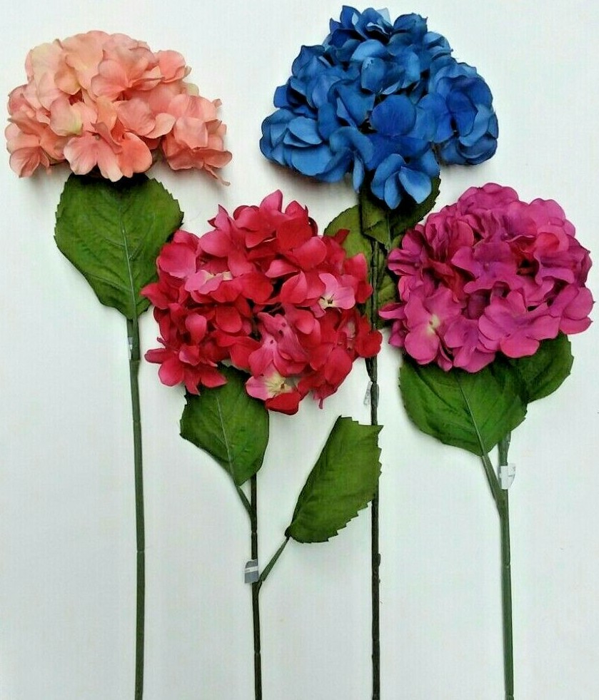 4 PC Set Mixed Hydrangeas 27″ Long Stem Artificial Flower Home General Decor US