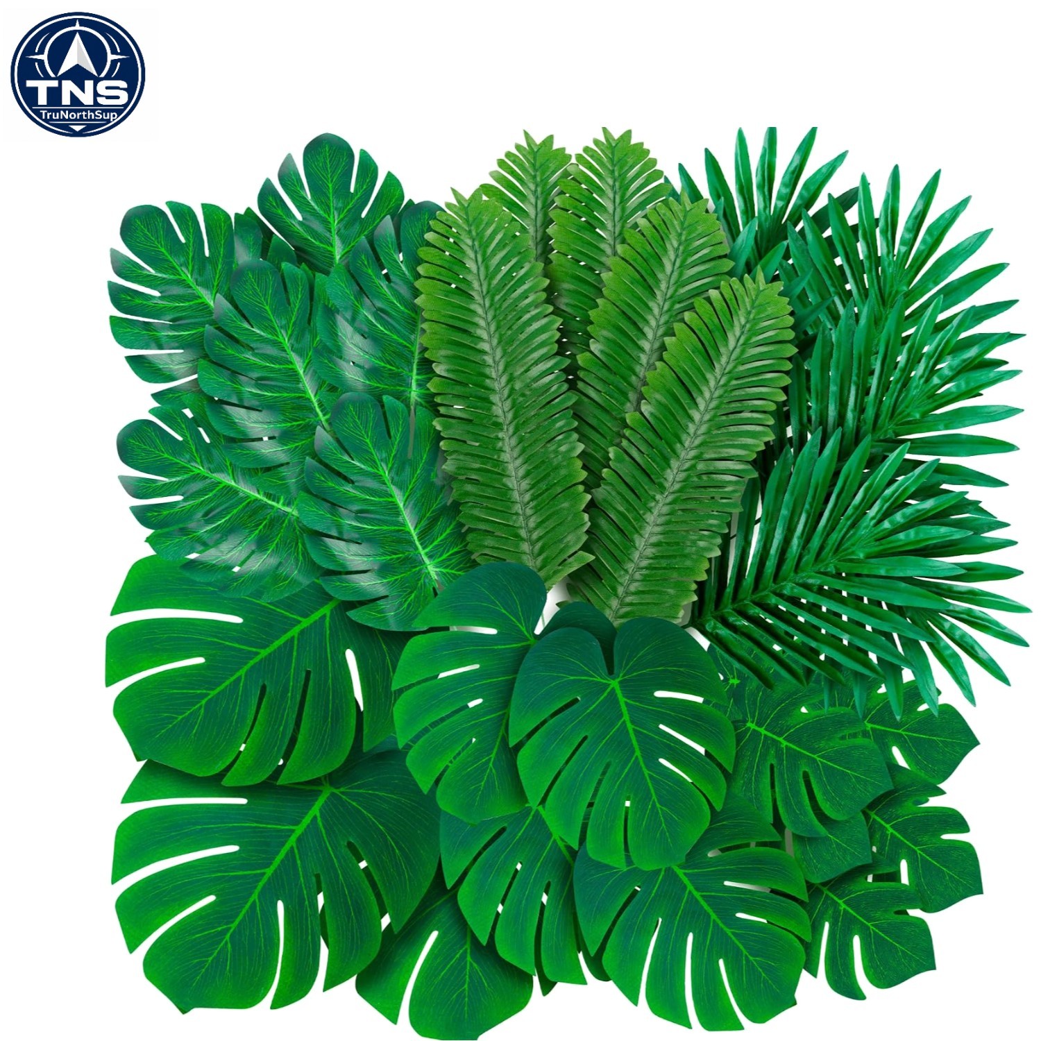 108 Pack Artificial Palm Leaves Tropical Monstera Large Small Green Fake Leav…