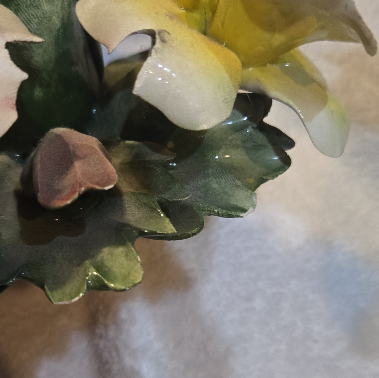 Vintage Italian Capodimonte Porcelain Rose Centerpiece Basket Candlestick Holder