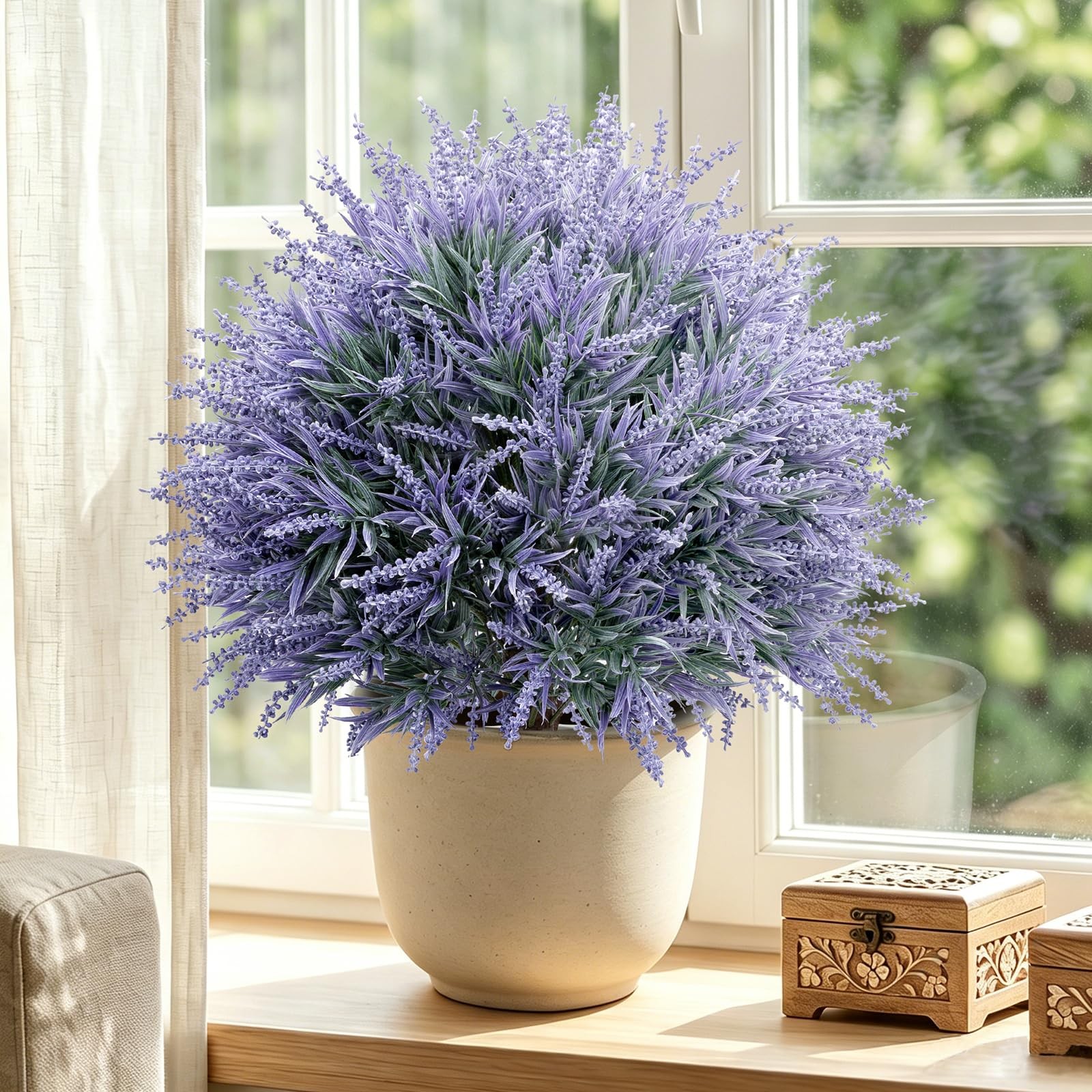 LuceAlberi 25.6″ Artificial Lavender Topiary Ball with Pots, Rust-Proof Coate…