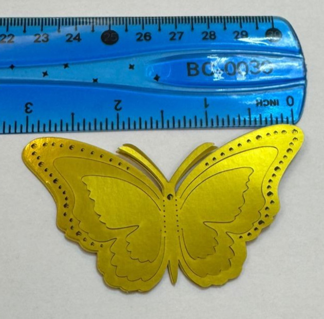 3D gold butterfly wall decoration for parties and home decor, set of 12 pieces.