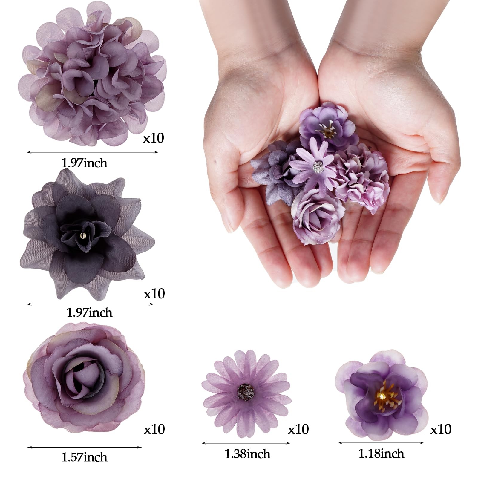 50pcs Faux Artificial Flower Heads Small Flower Heads for Wedding Baby Shower…