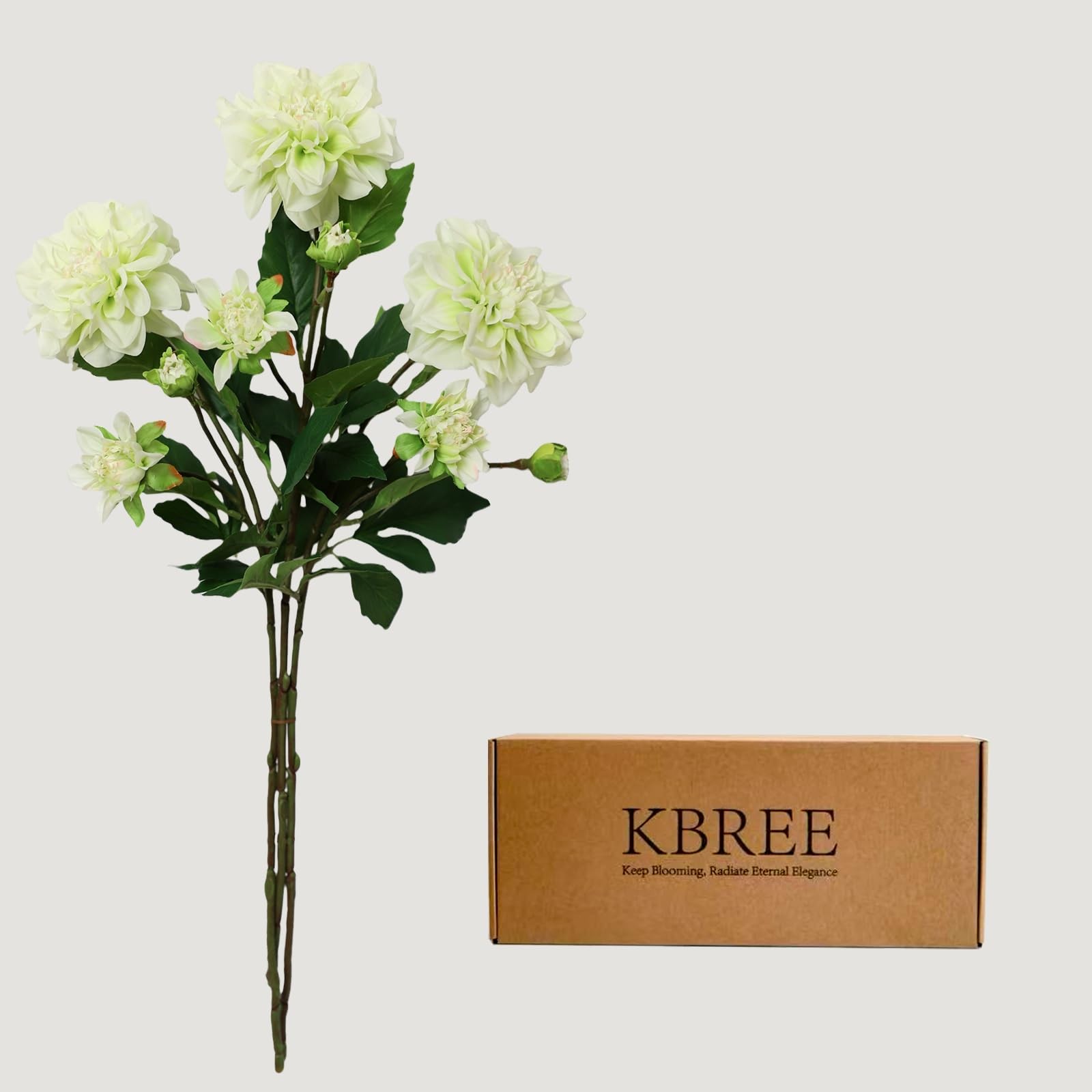 Real Touch Dahlia Artificial Flowers, 3 Pcs, 24.3” Long Stem Faux Dahlias in …