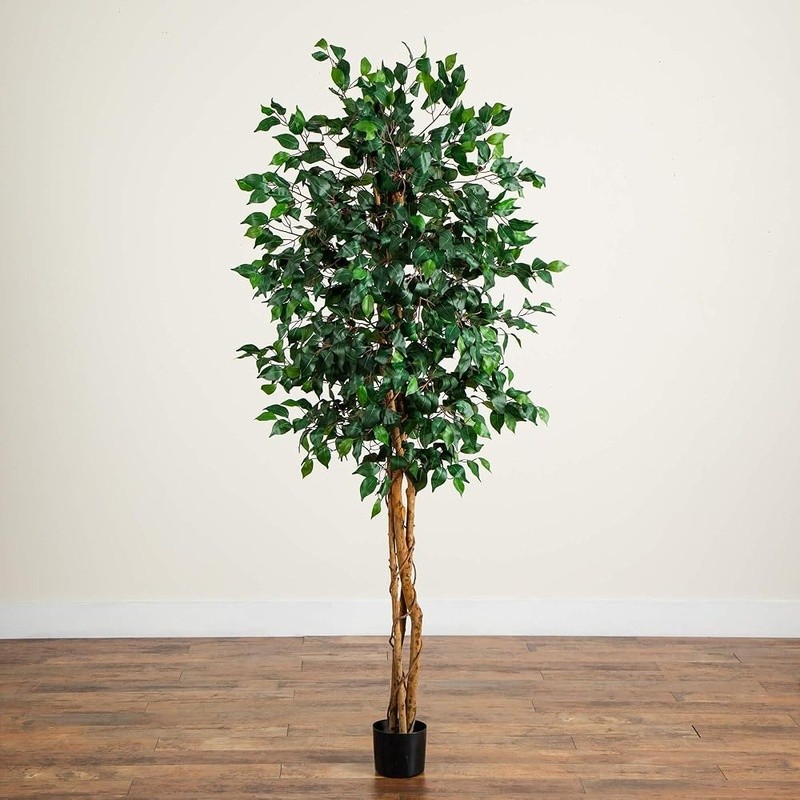 Lifelike Ficus Artificial Tree Maintenance Free Indoor Decor Versatile Accent US