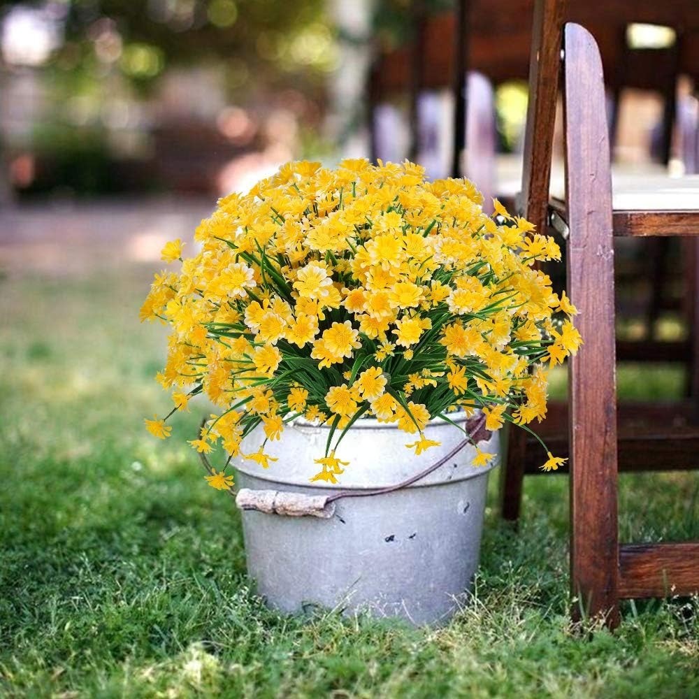 Lifelike Yellow Daisies – 4 Bundles of Durable Faux Flowers for Every Occasion