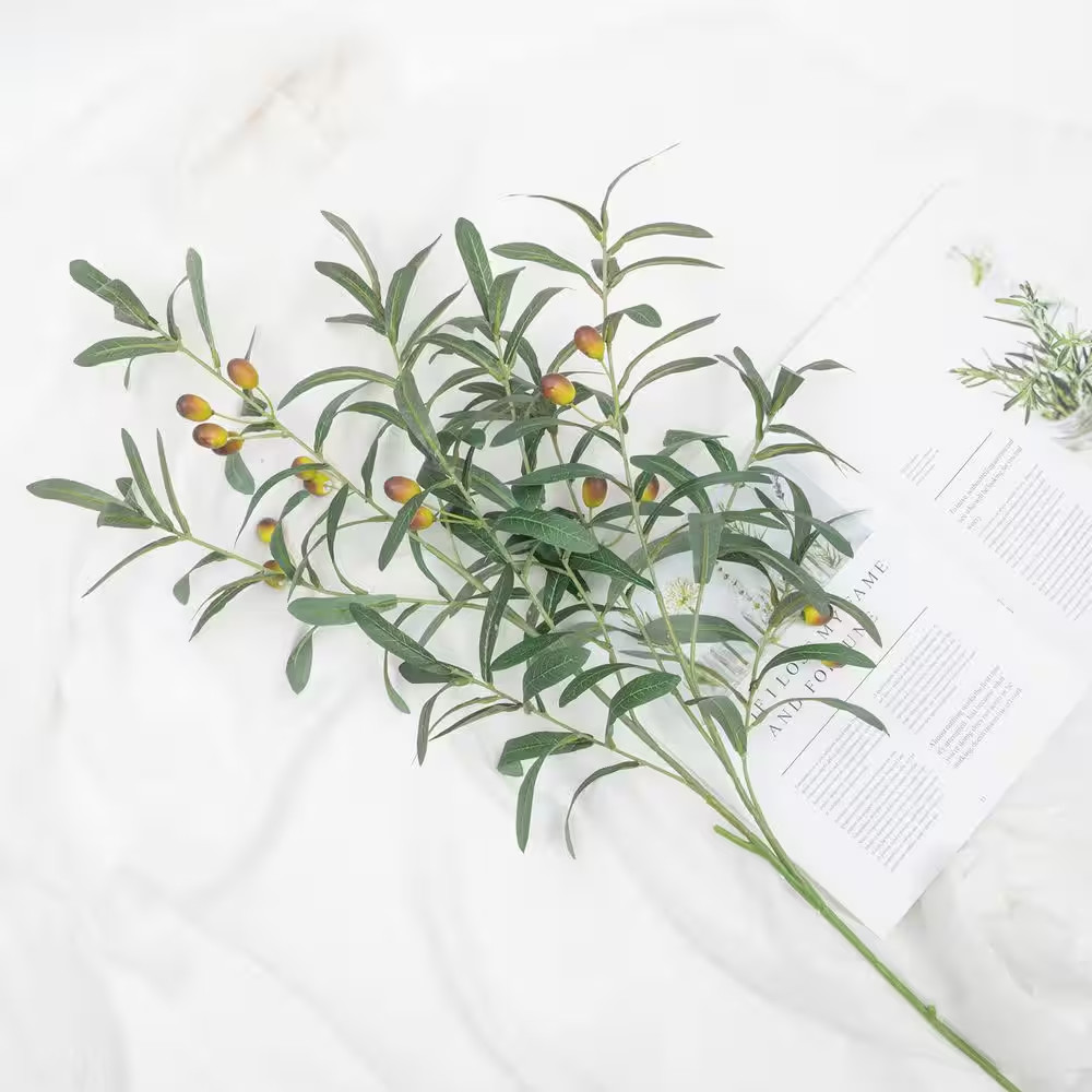 3.3 Ft. 3-Pieces Artificial Olive Tree Branches Faux Olive Leaves Plant Greenery