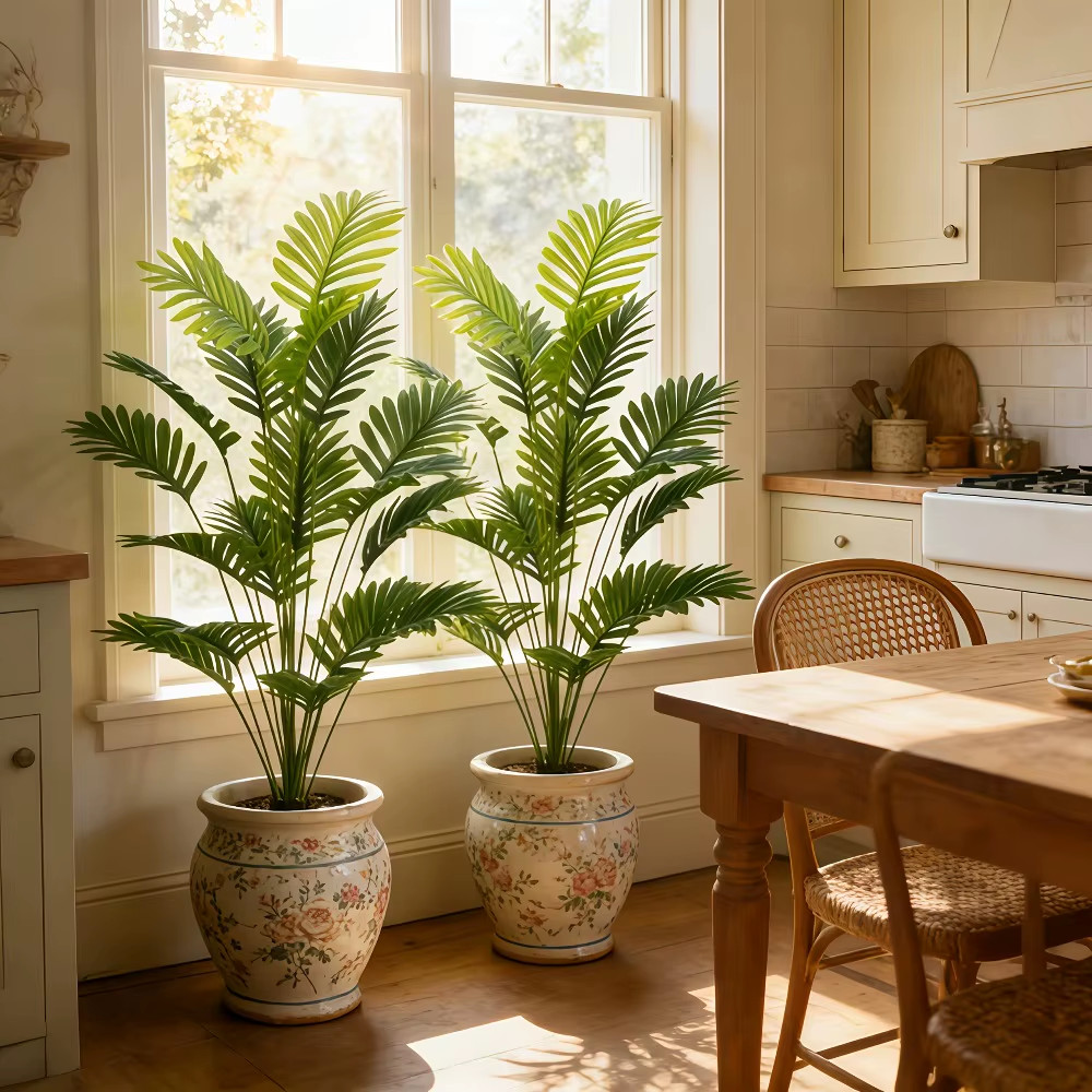 Durable 65-128cm Large Artificial Palm Tree Tropical Green Leaves Fake Plant