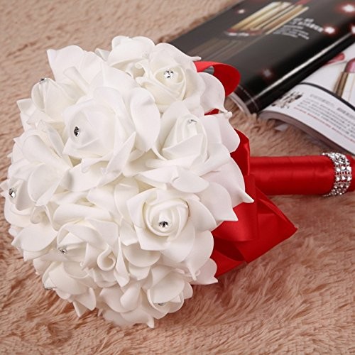 Wedding Bouquets for Bride White, Wedding Bouquet Bridesmaid，Bridesmaid Holdi…