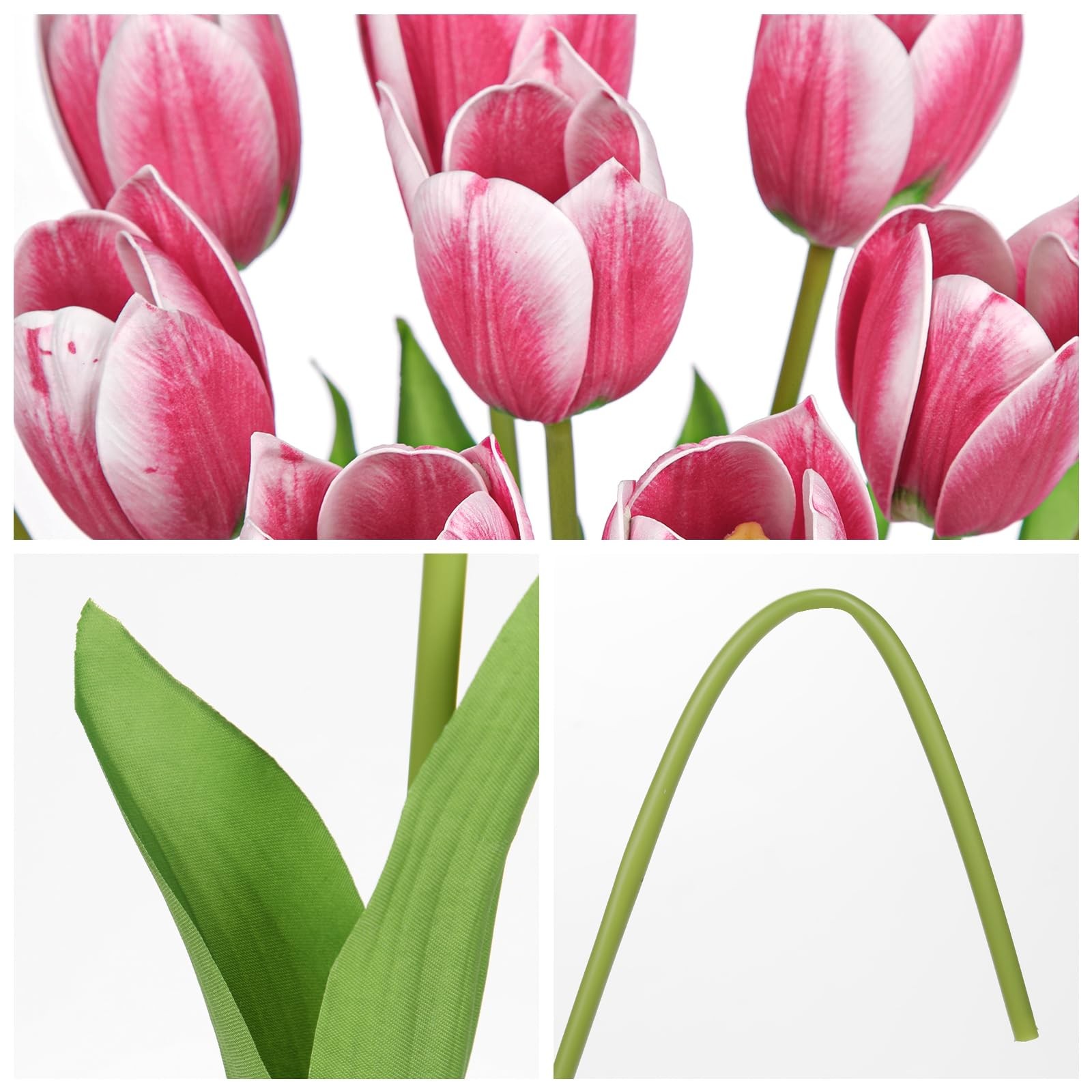 Artificial Tulips Flowers – 20″ Long Stem Faux Tulips, 10PCS Real Touch Fake …