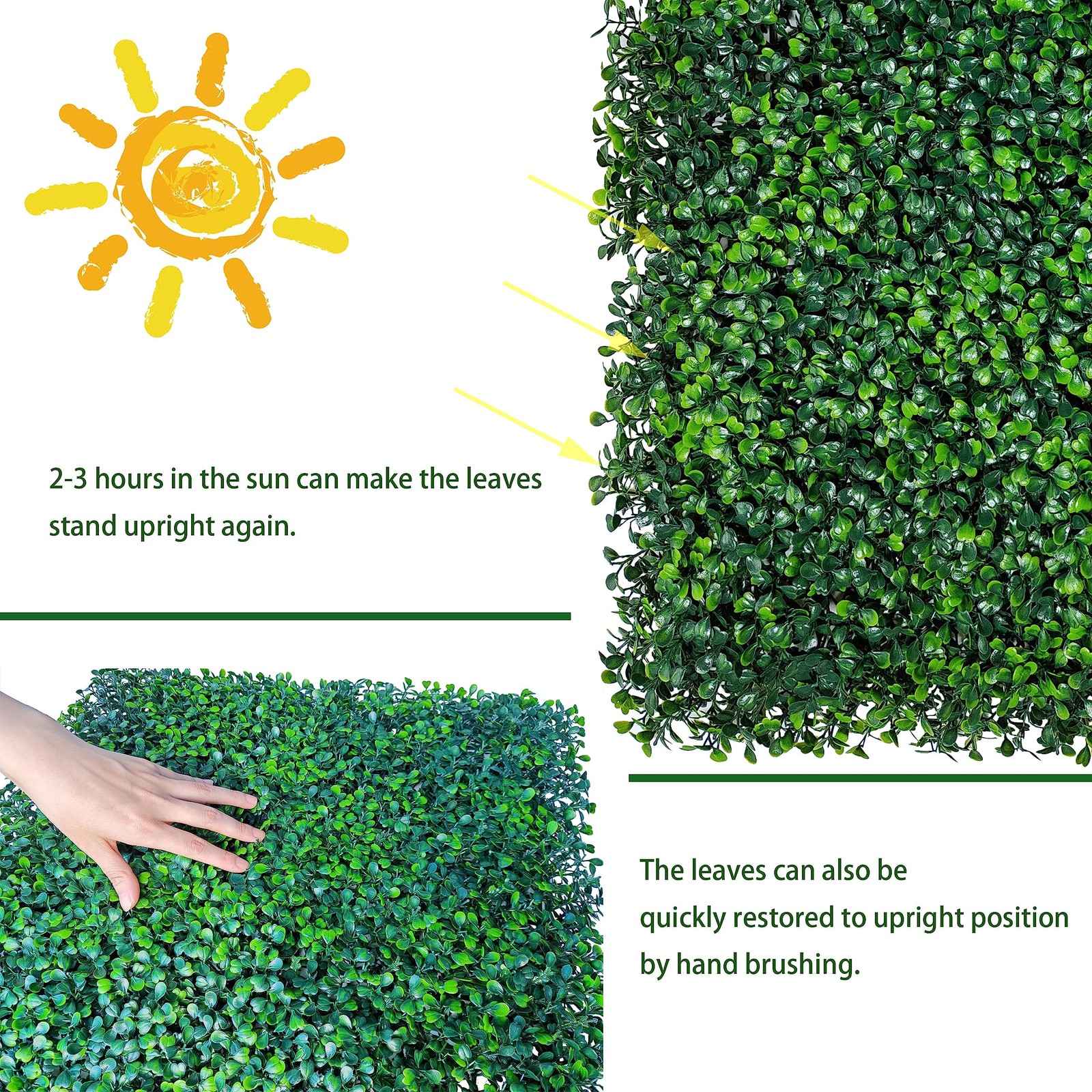 Artificial Grass Wall Panel Backdrop,10″ X 10″ 12P(8.4 sqft) UV-Anti Greenery…