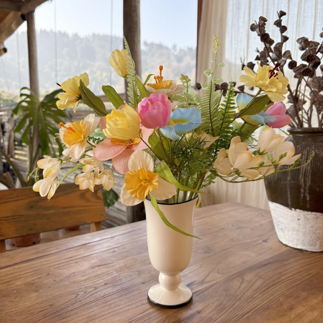Artificial Wildflowers Bouquet, 8 Bundles Fake Silk Daffodil Flowers Arrageme…
