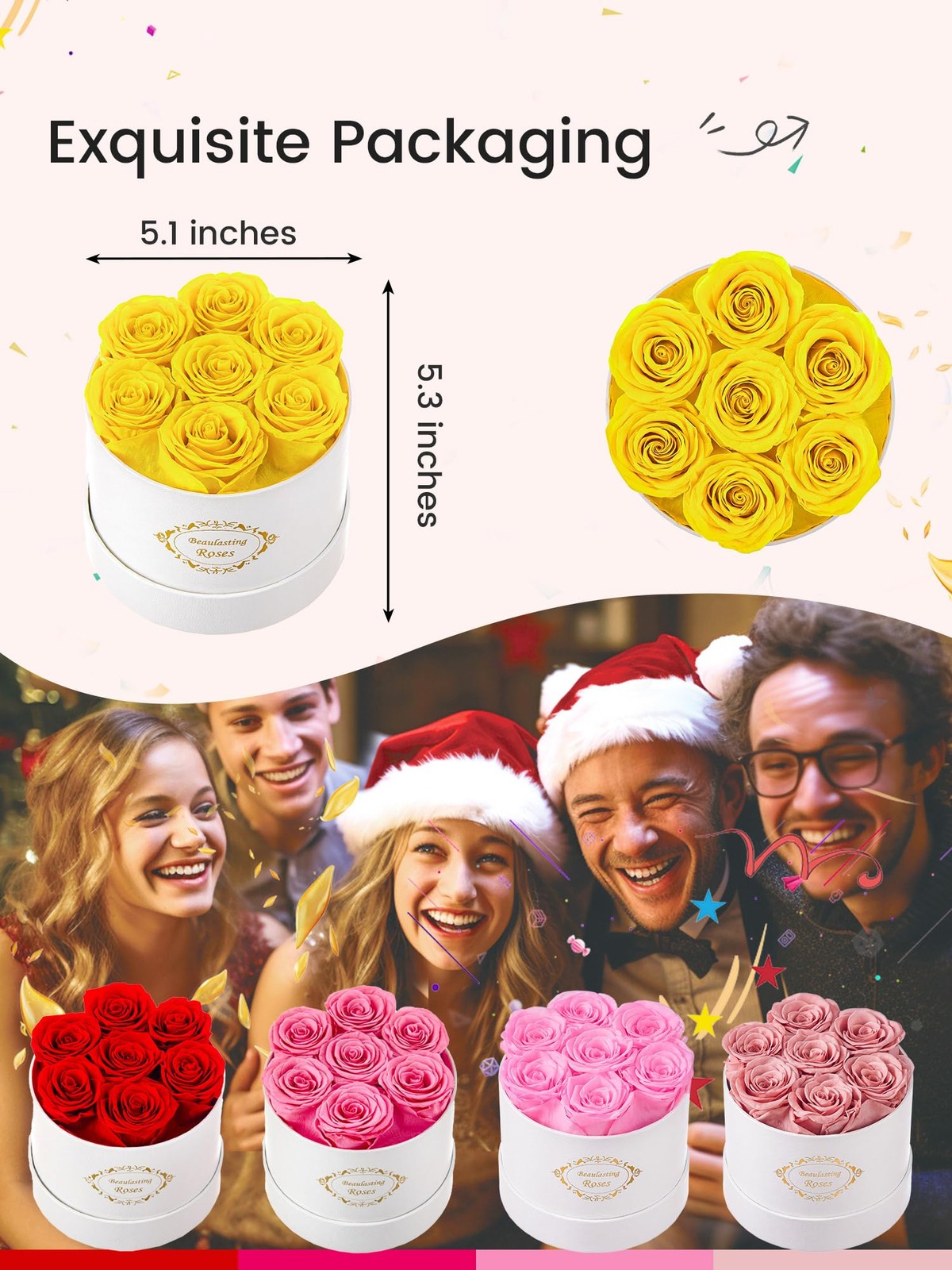 Roses in a Box, Preserved Flowers, Forever Flowers for Delivery Prime