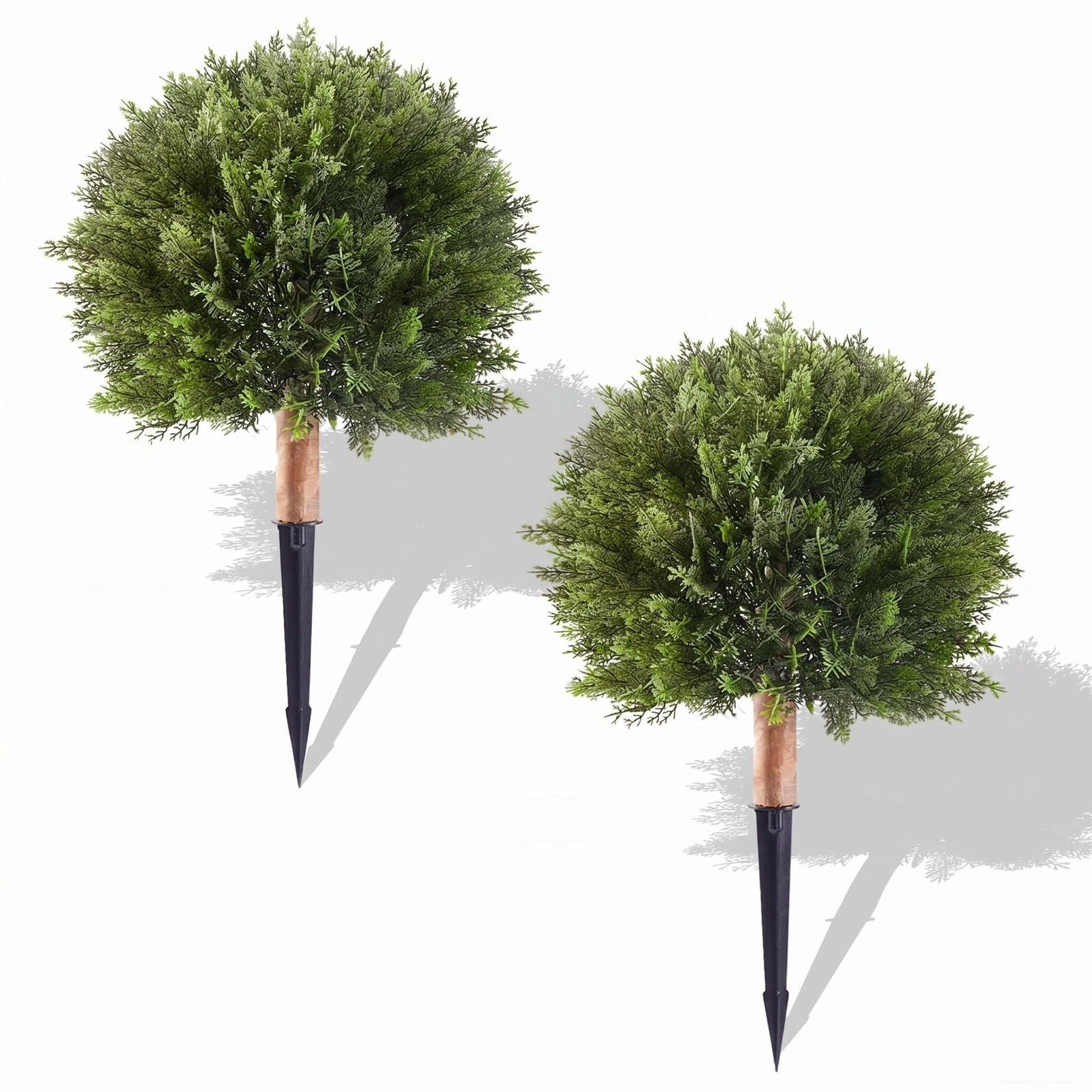 24.8″ Artificial Cedar Topiary Trees Set, 2 Pack Faux Cypress Plants UV Resis…