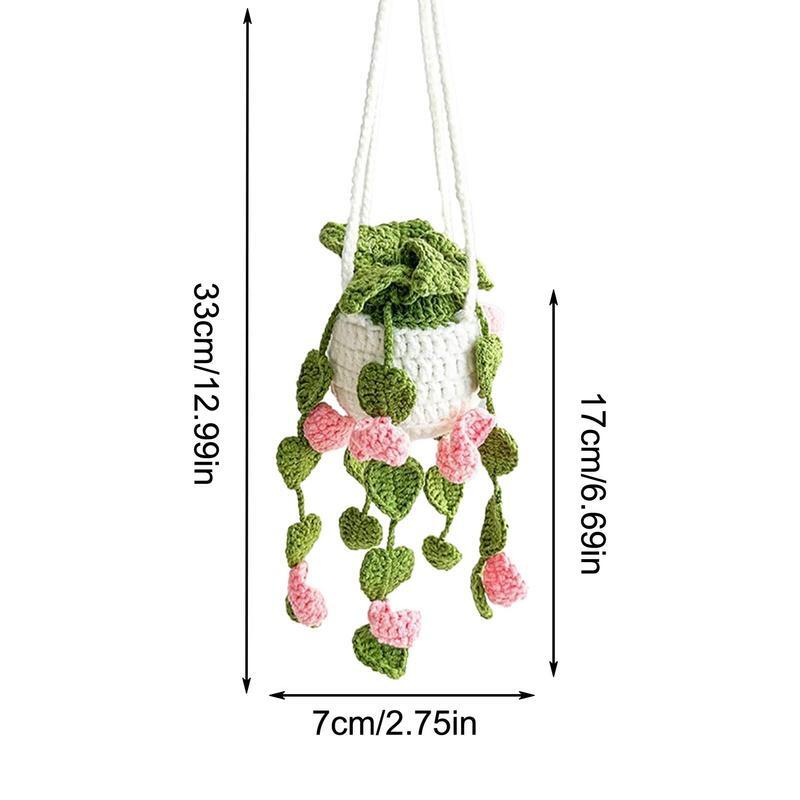 Hanging Car Crochet Handmade Succulent Pot Plant Ornaments Interior Accessories