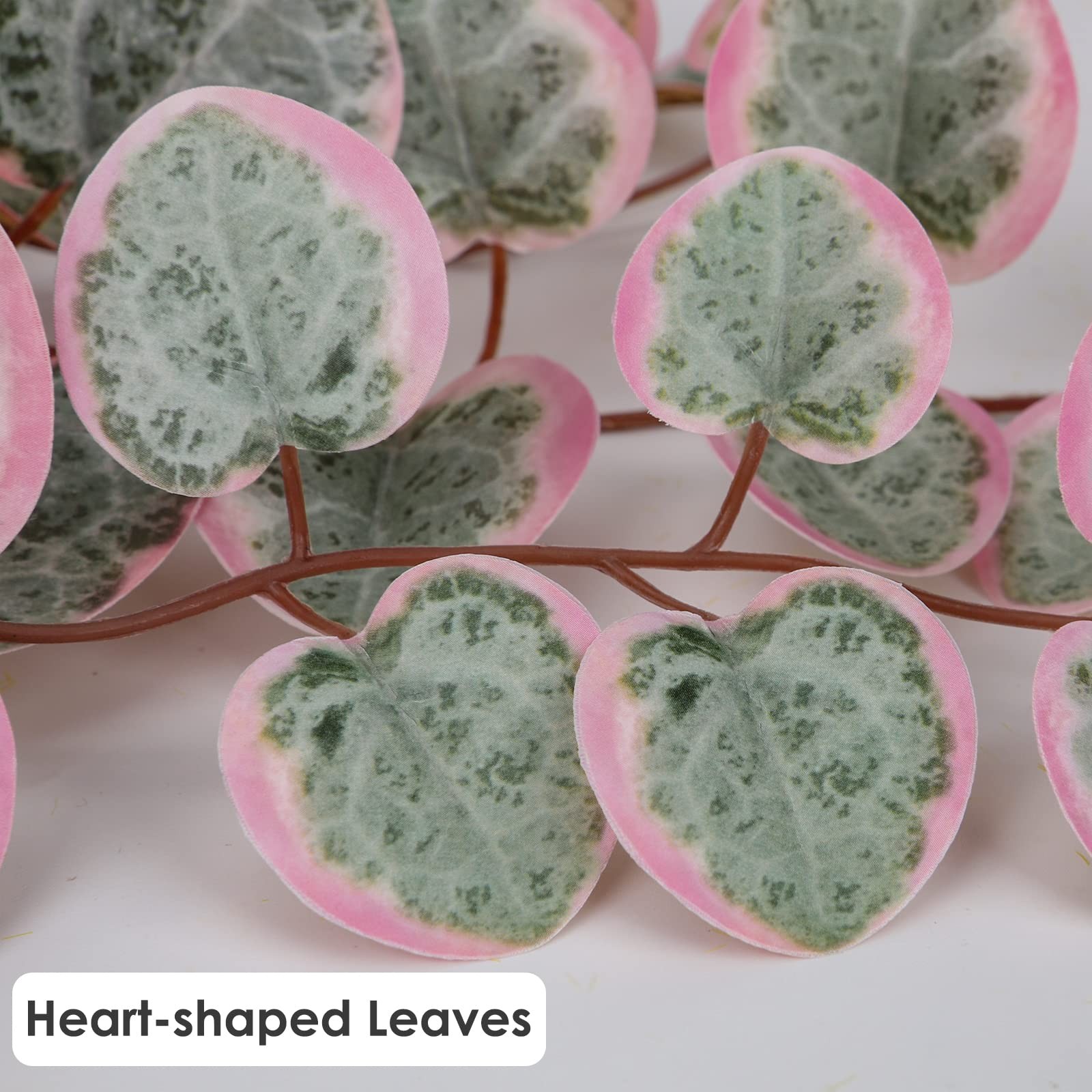 Faux Hanging Plants 17” Artificial String of Heart Vines with Semicircle Wal…