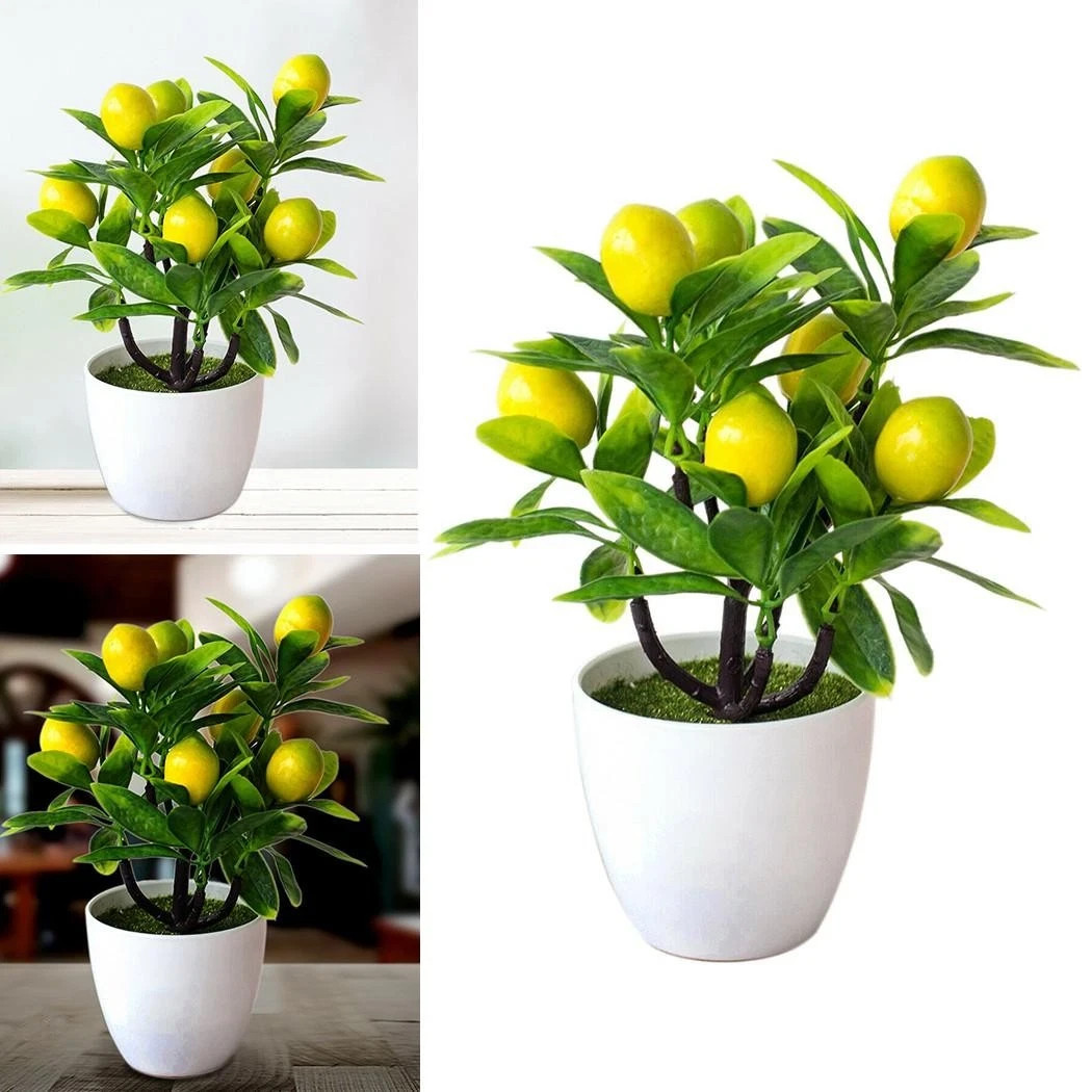 18x24cm Artificial Lemon Tree Potted Fake Plant Outdoor Garden Home Decor Gift