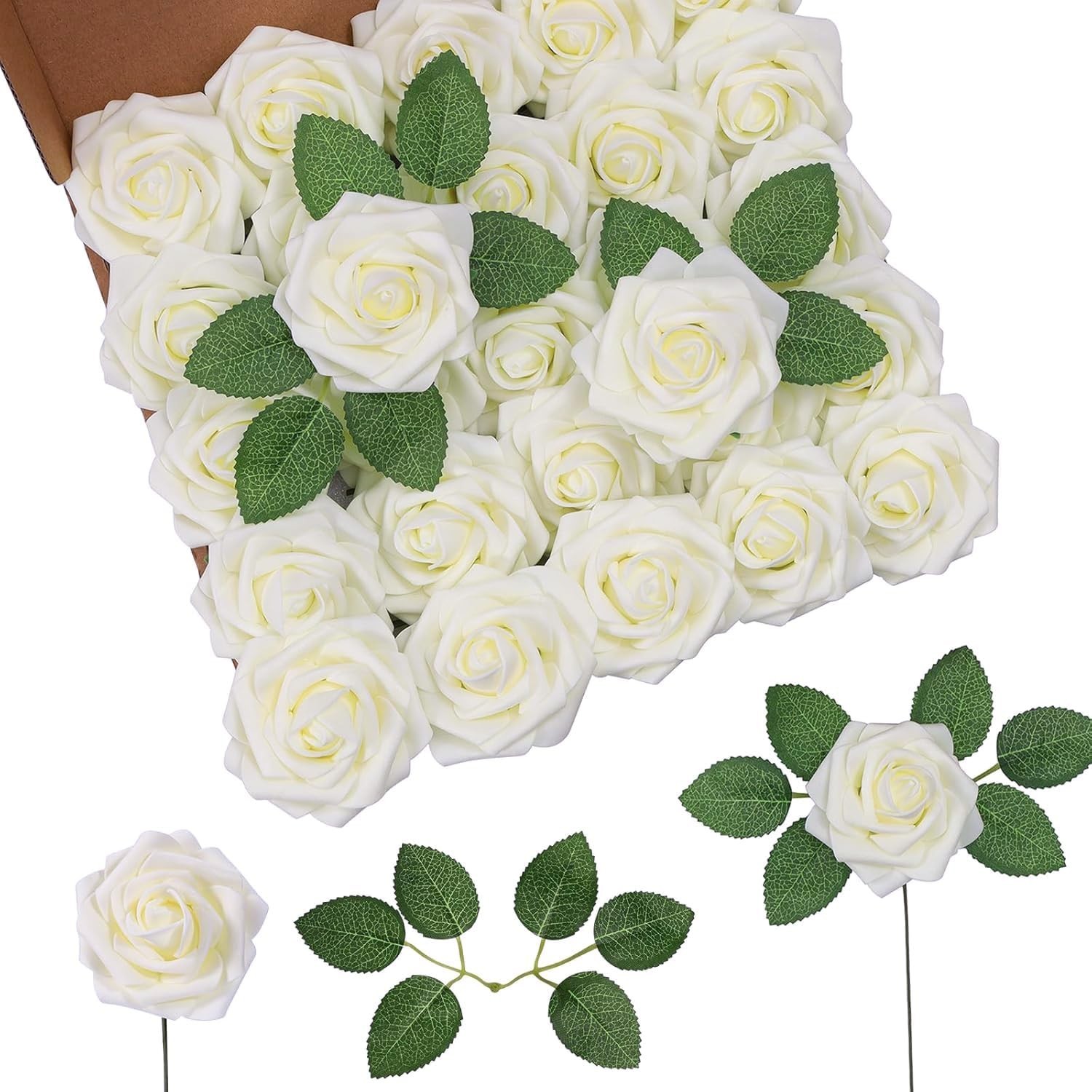 Realistic 25 Artificial Roses with Flexible Stems – Perfect for DIY Projects
