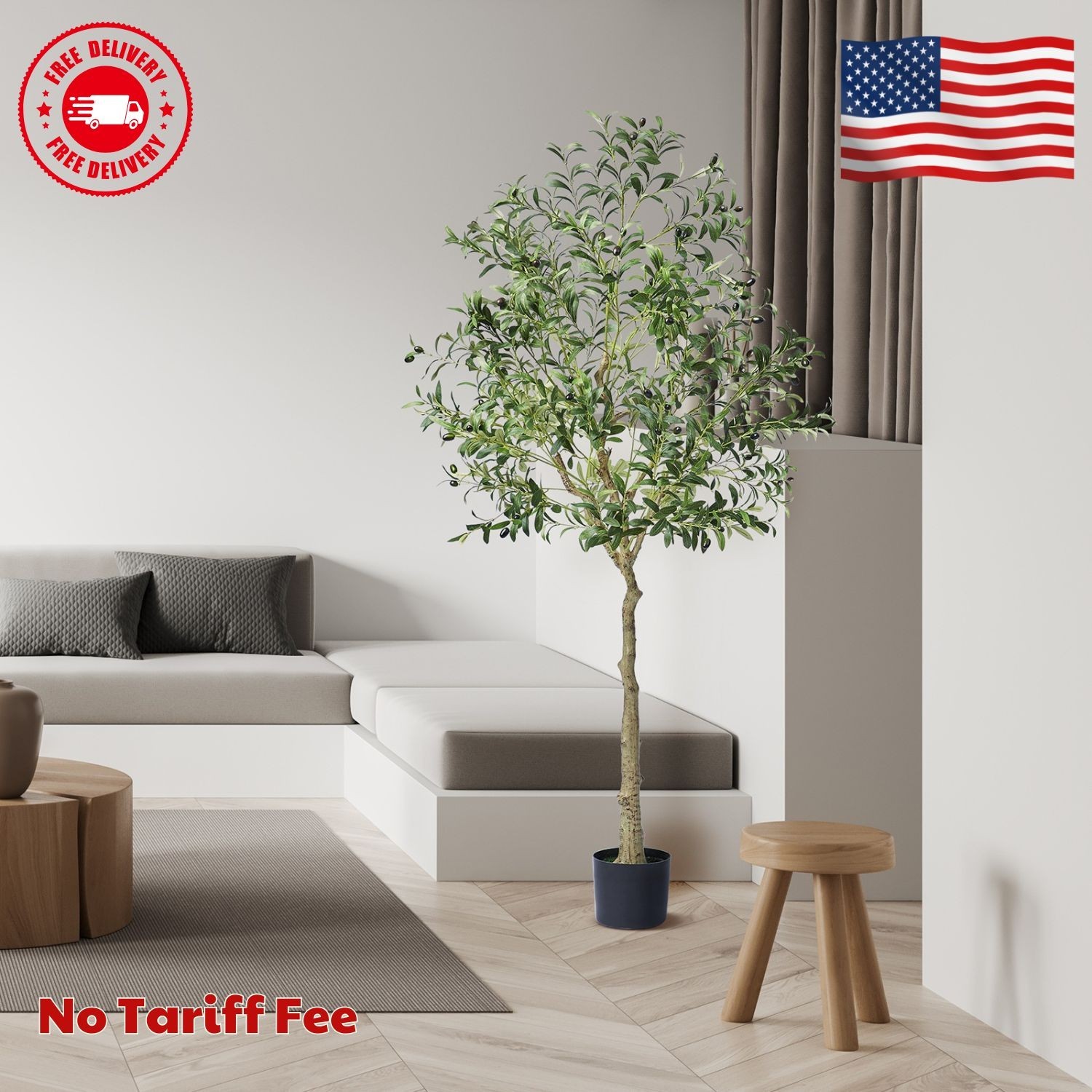 6 ft Olive Tree Artificial Trees in Green Moss Pot