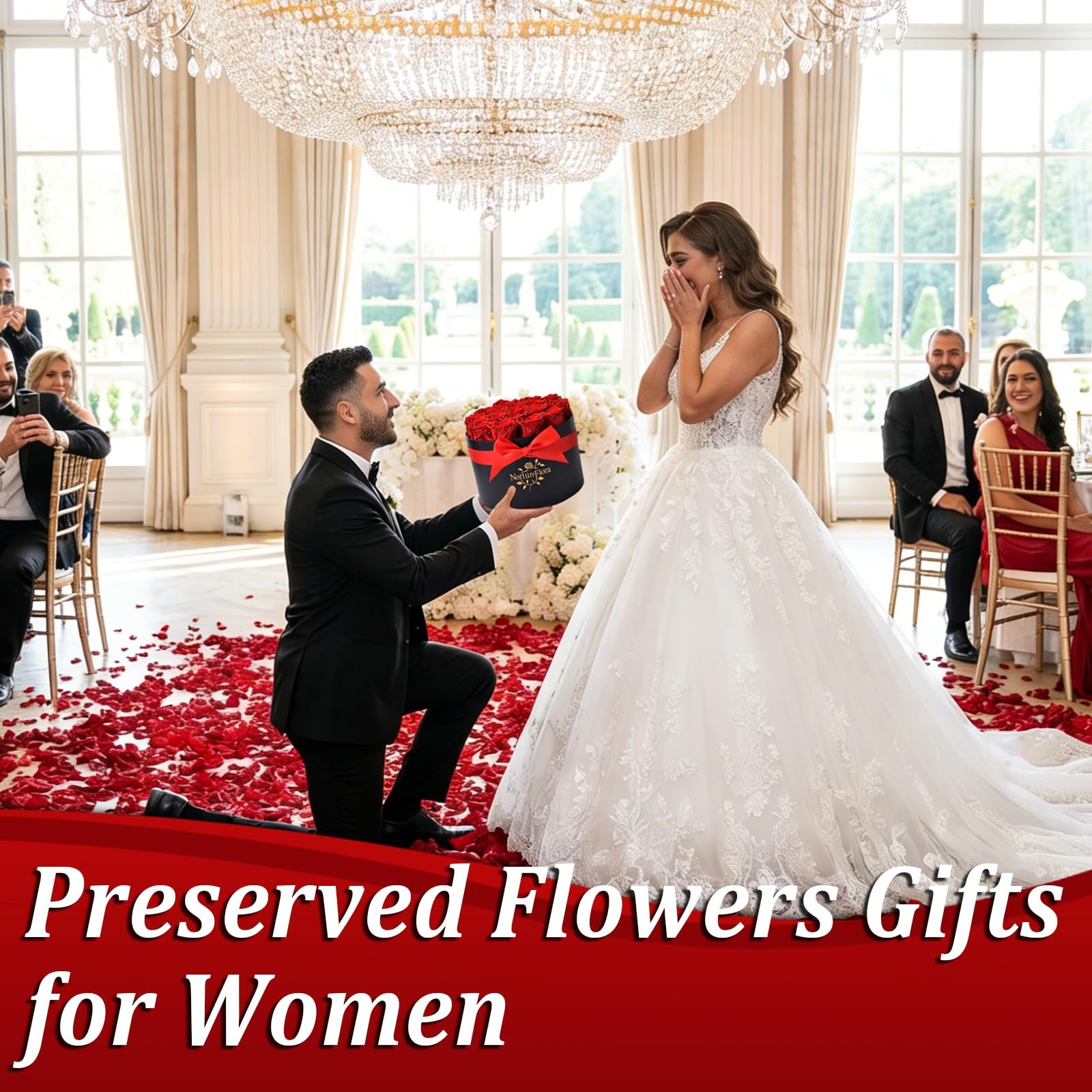 17 PCS Forever Preserved Red Roses Gift Real Flowers In Box Anniversary Her