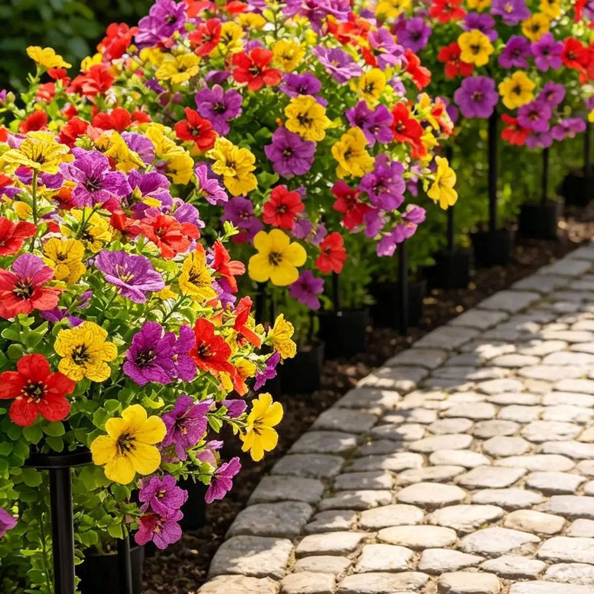 Artificial Violet Flowers Fake Plants with Ground Spike Garden Patio Yard Decor