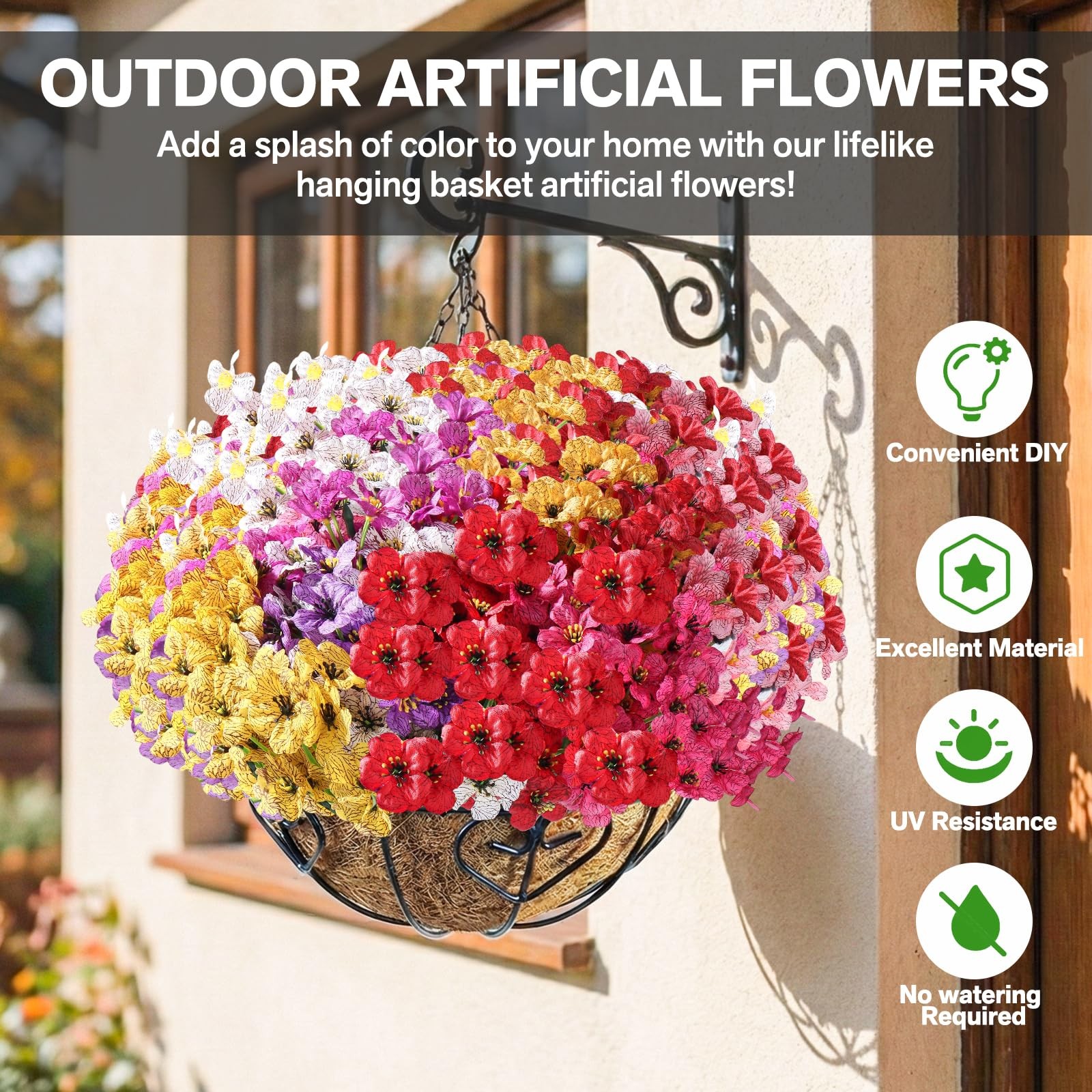 22 Pack Artificial Flowers for Outdoor Indoor Fake Plants, Faux Silk Flowers …