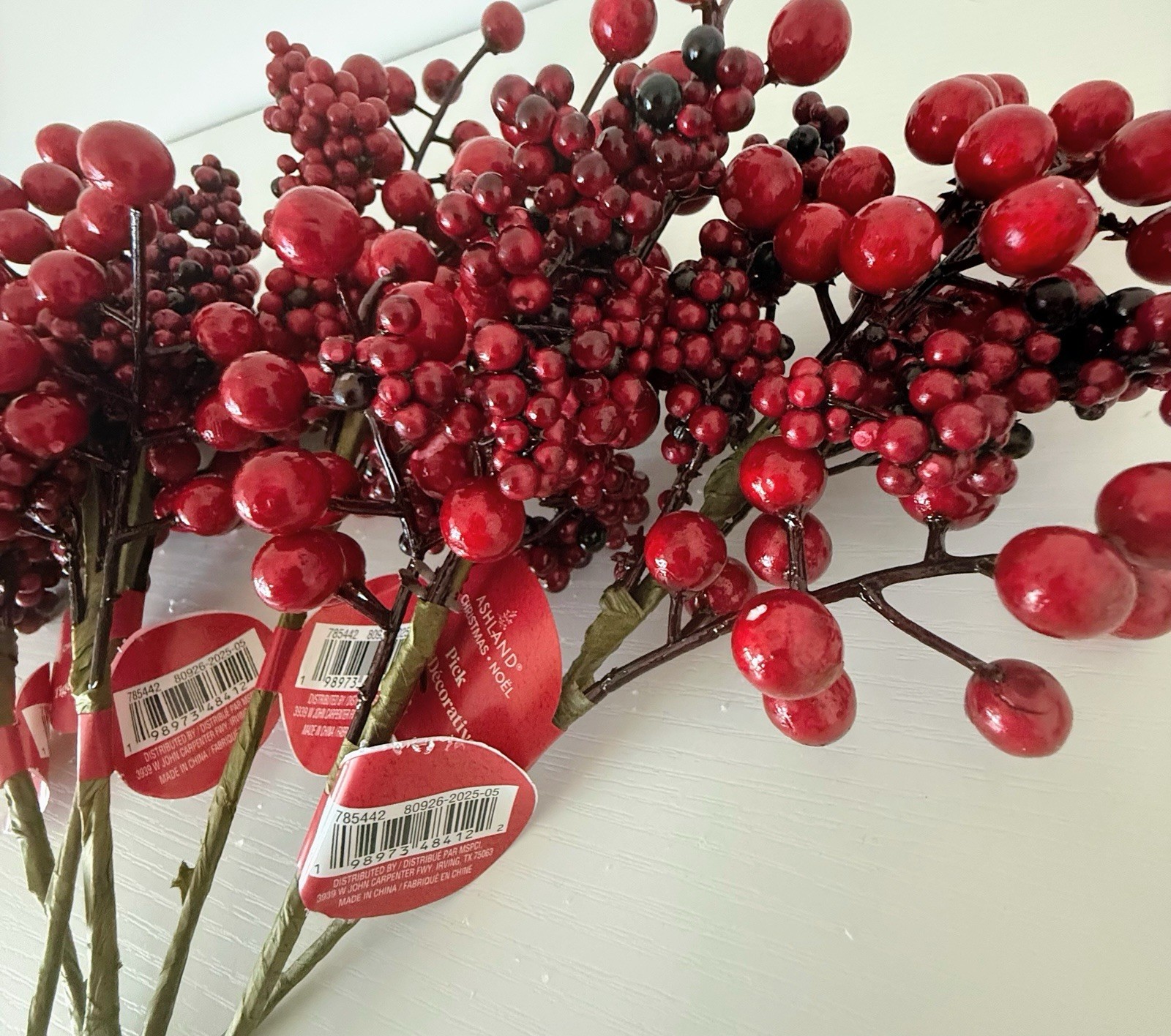 Lot of 6 Ashland Christmas Frosted Red Berry Picks Holiday Tree Wreath Decor New
