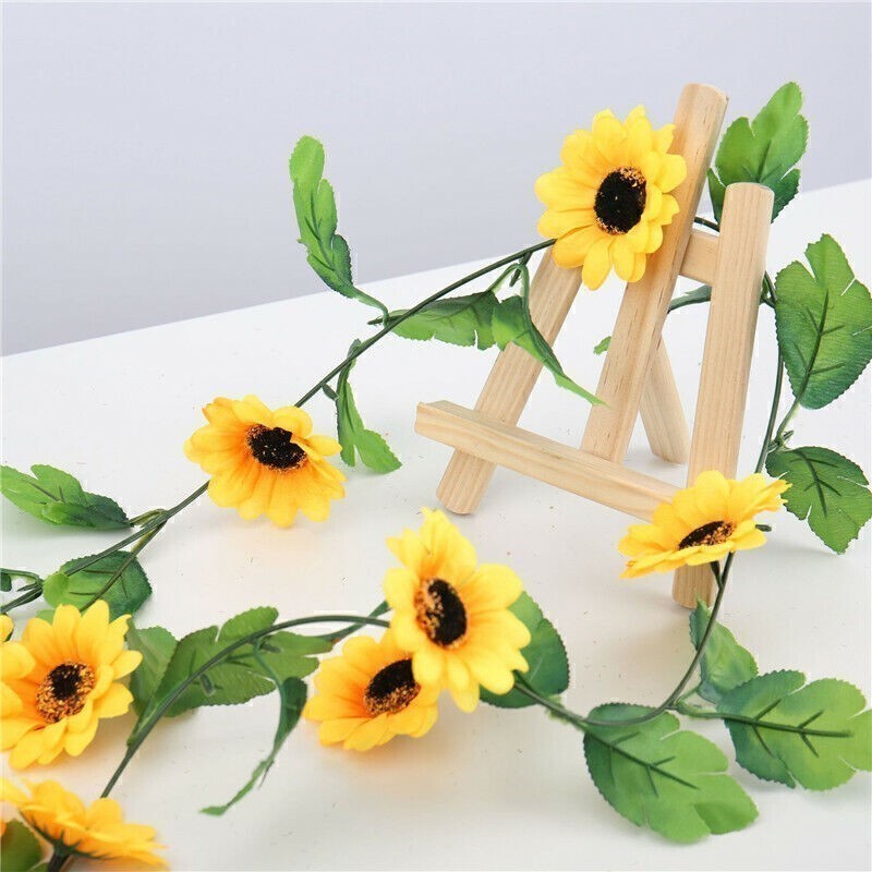 Artificial Sunflower Flower Garland Vine Wall Hanging Rattan Fake Plant Decor