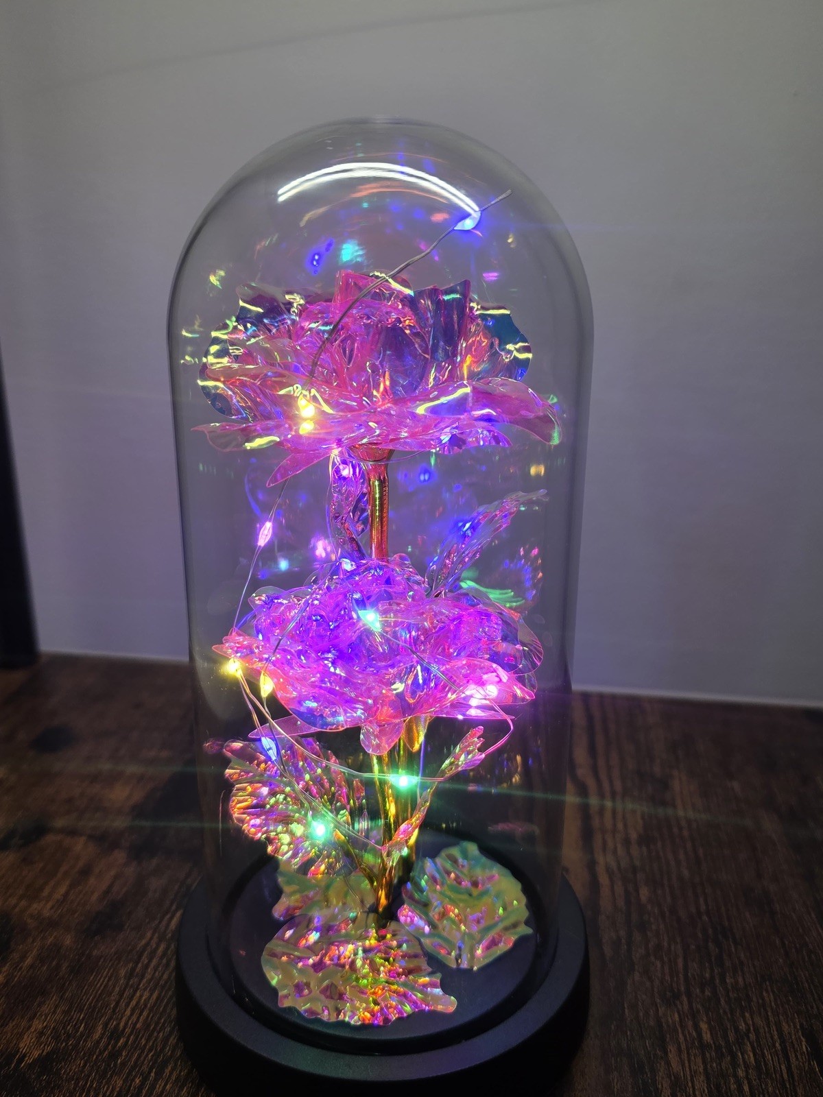 LED Rose In Glass Dome Lamp Eternal Rose Flower Valentine’s Day Gift For Him Her