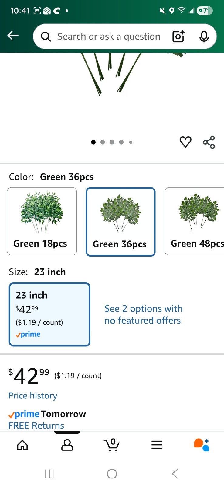 36Pcs Italian Ruscus Greenery Stems Artificial Silk Greenery Leaves for DIY W…