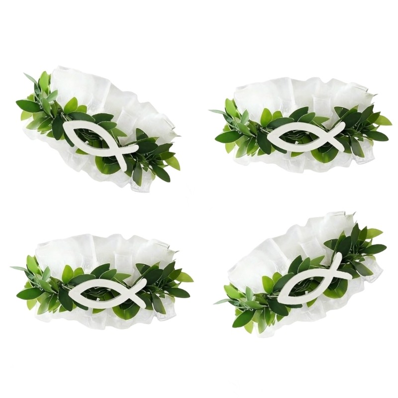 4Pcs Eye Catching Floral Vine Hoop Rings With Holders For Romance Decors