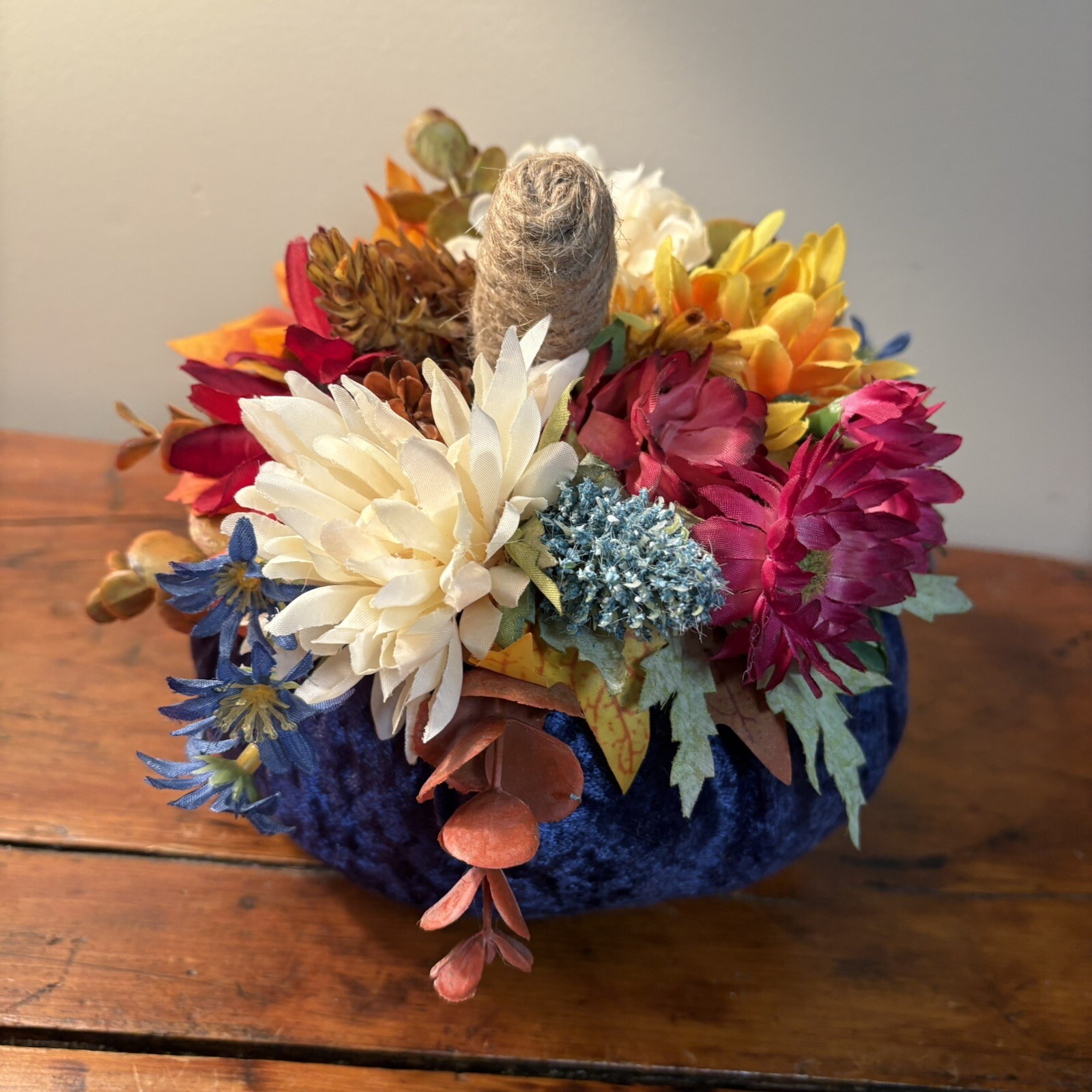Floral Centerpiece Natural And Synthetic Flowers Round Colorful Home Decor