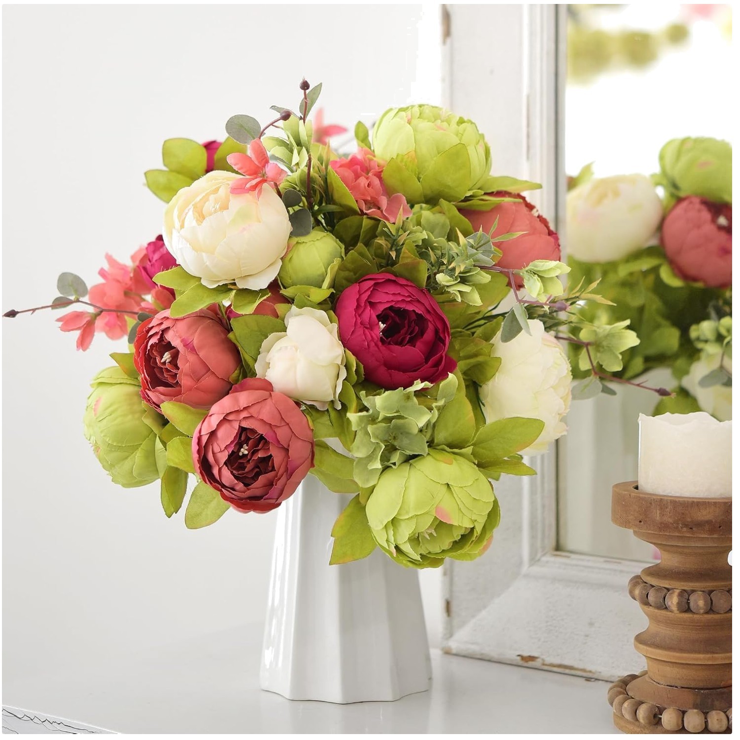 Vibrant Silk Peony Hydrangea Bouquets