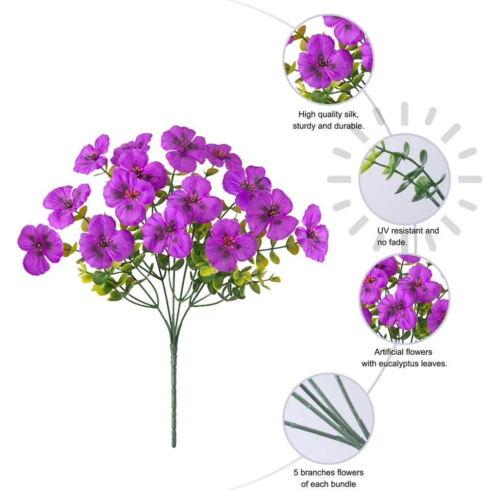 20PCS Fake Artificial Pansy Flowers for Outdoors Spring Decor, Faux Silk Pans…
