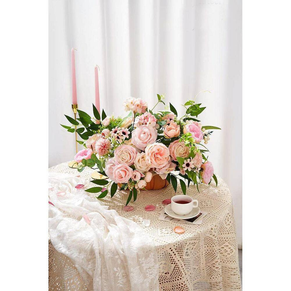 24 In. Pink Artificial Flower Branch Stem Rose Peony Hydrangea Spring Wedding Bo