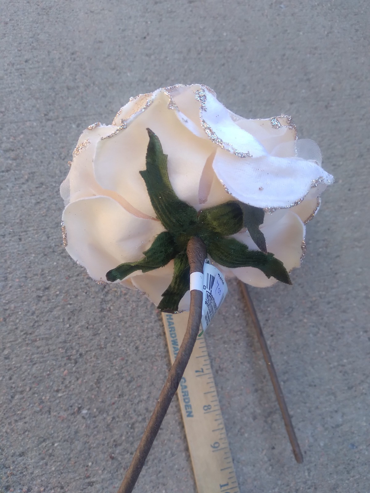 Kurt S Adler Decorative Artificial Flowers Pink Rose x 2 Glitter Rim
