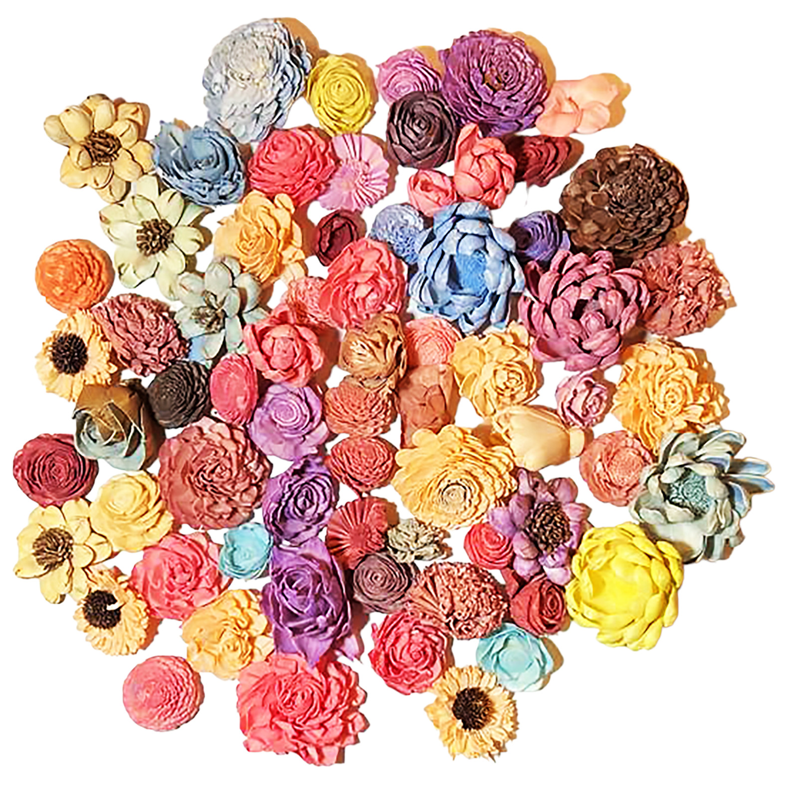 Wood Flowers Bouquet Multi Color Types Handmade with Stems DIY Easy Assemble(16)