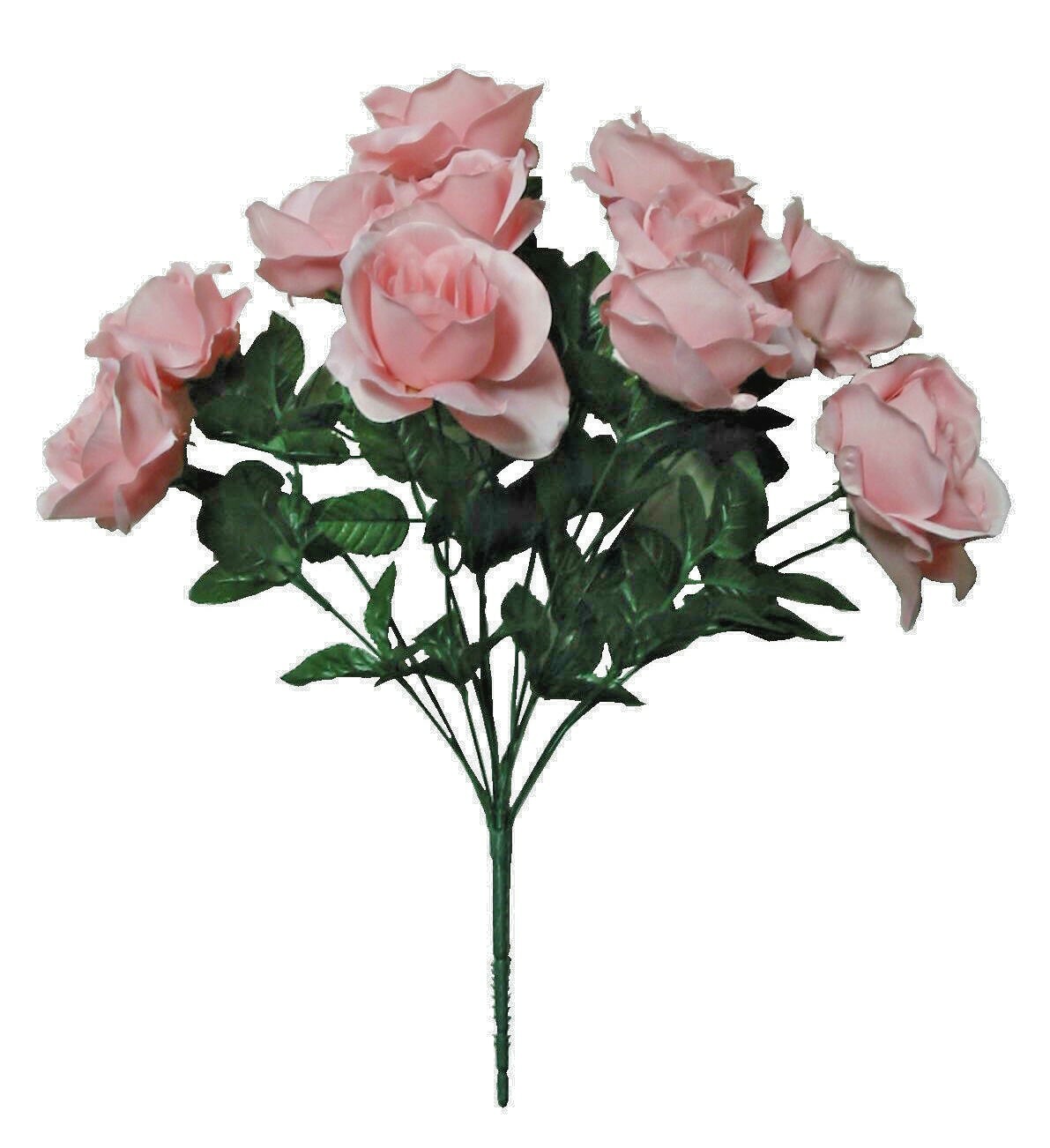 Pink 12-4″ Rose 21″ Bush Silk Flower Home Craft Wedding Indoor Outdoor Decor USA