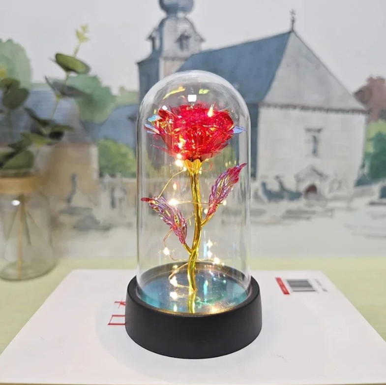 1pc LED Eternal Rose Artificial Flower Romantic Valentines Day Gift Decor Light
