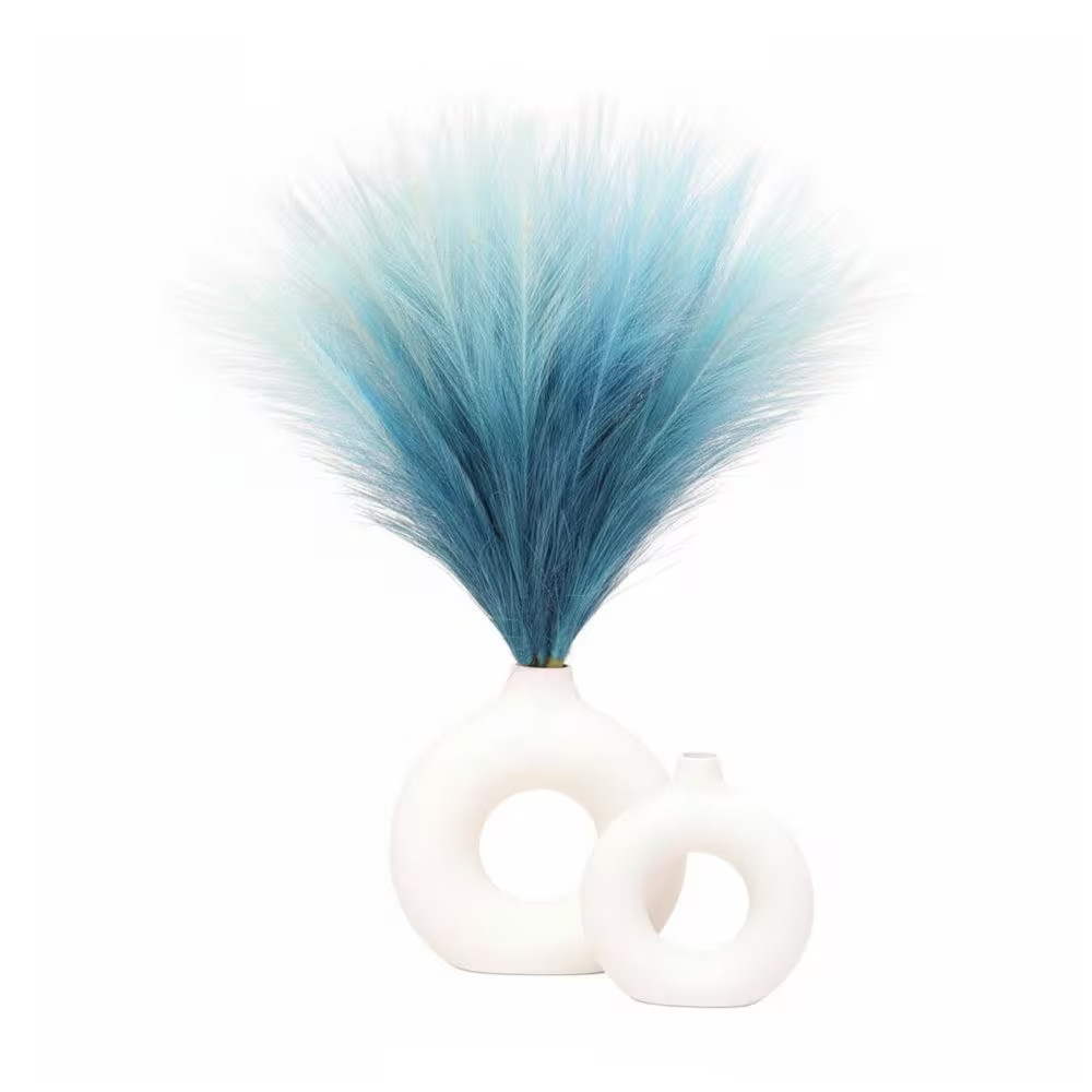 0.39 in Gradient Blue Artificial Plant 17.7 In. Faux Pampas Grass Short Decor 6P
