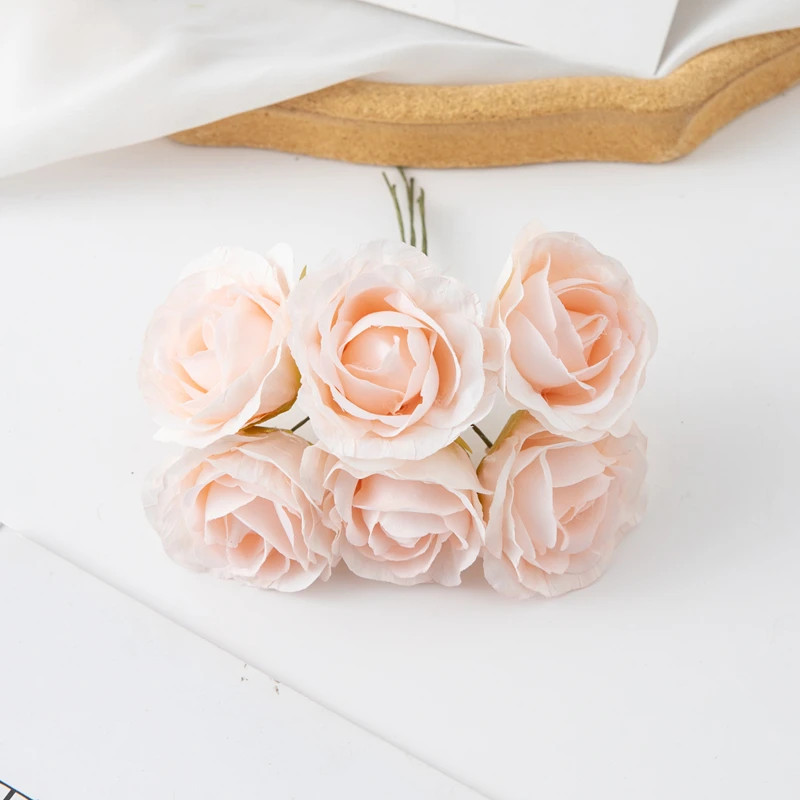 6Pcs/lot 11Cm Mini Silk Artificial Carnation For Christmas DIY Wreath Home Decor