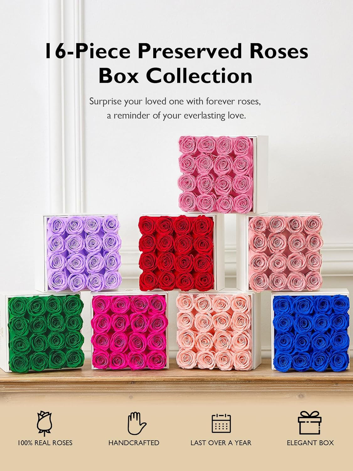 Forever Flowers Preserved Roses Real Roses That Last over a Year Rose Box Gifts