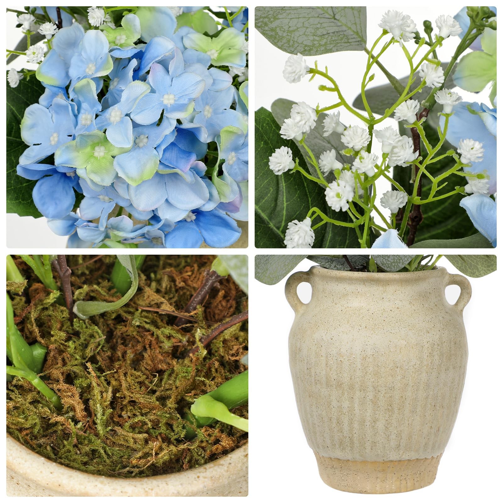 Artificial Blue Hydrangea in Pot with Vintage Ceramic Vase, Potted Hydrangea …