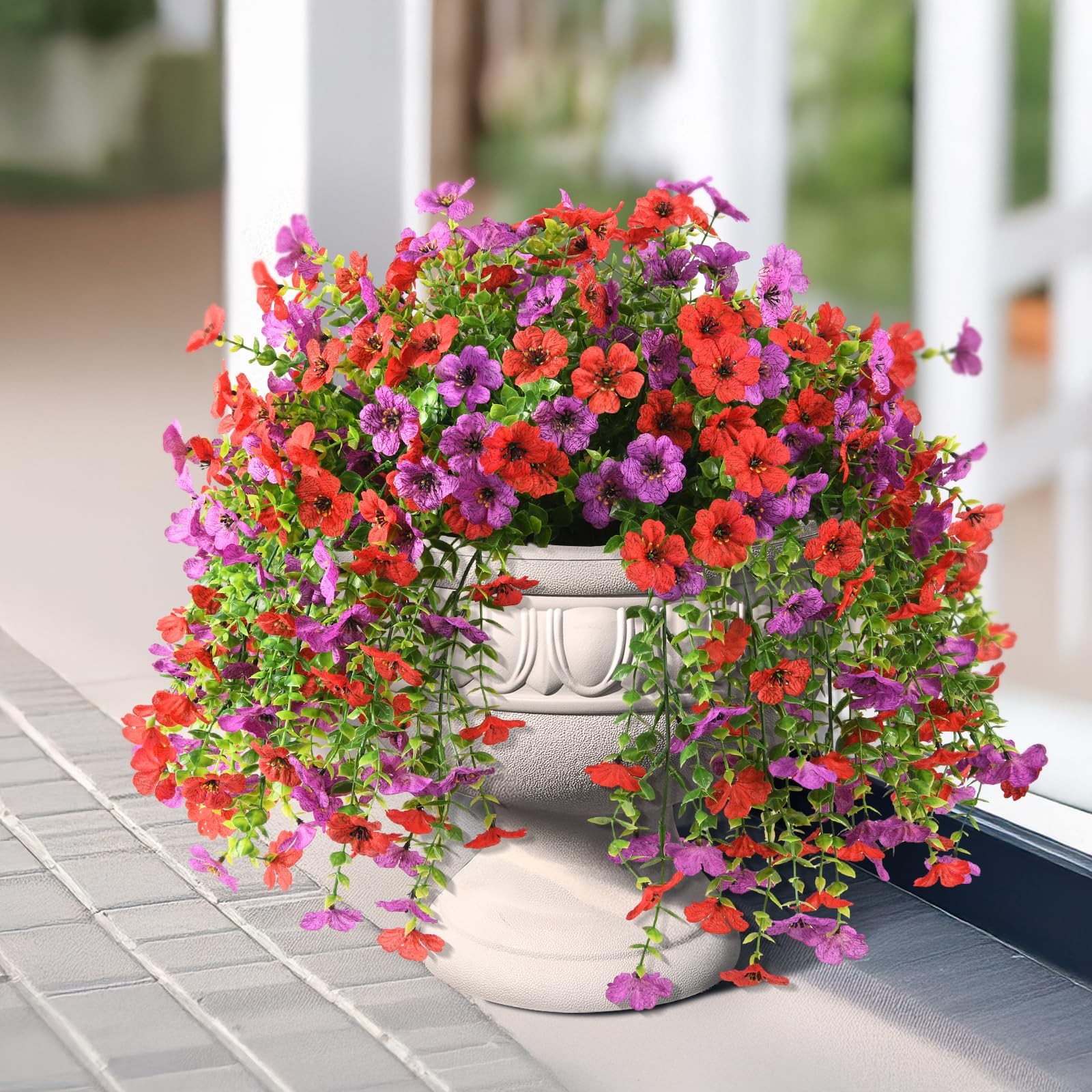 2Pcs Artificial Fake Hanging Flowers for Outdoors UV Resistant Artificial Pla…