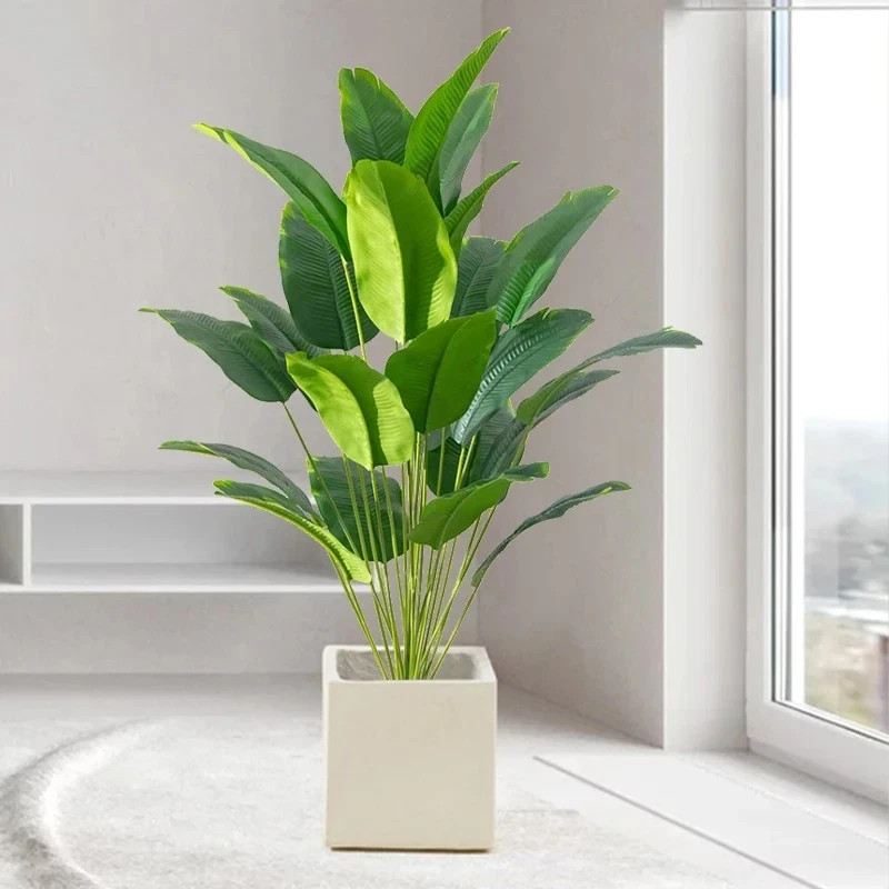 1pc Large Artificial Plants Tropical Palm Tree Fake Banana Plants Leaves Real