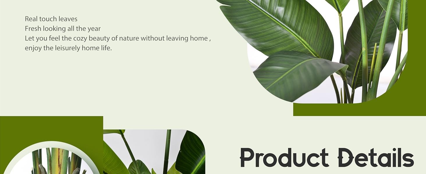 Bird of Paradise Plant Artificial 7ft,Faux Plants Indoor with White Planter,Fake
