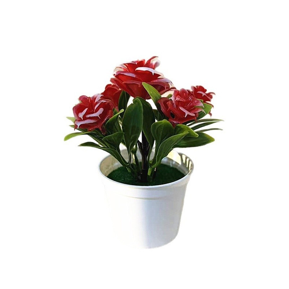 Indoor Artificial Rose Bonsai in Pot for Contemporary Home Office Table Decor