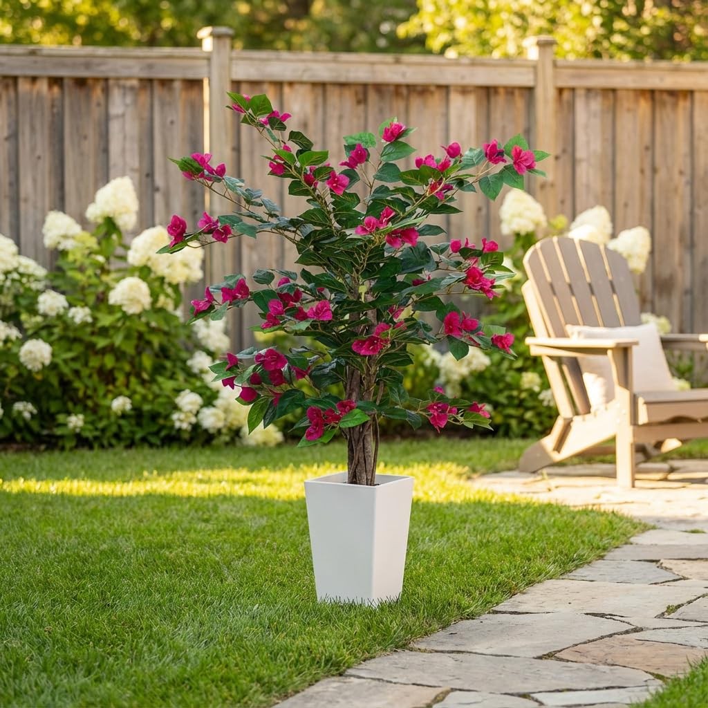 3ft Artificial Bougainvillea Tree with Flowers, 3 Feet Faux Floor Plant Fake …