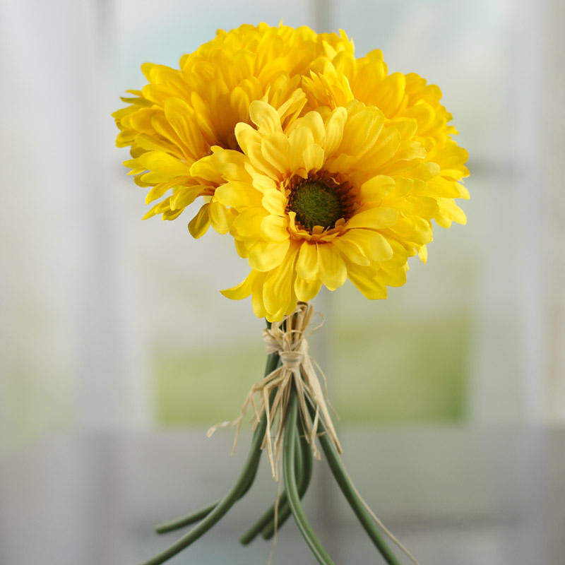 Set of 2 Sunshine Yellow Artificial Gerbera Daisy 11-1/4″ Floral Bundles